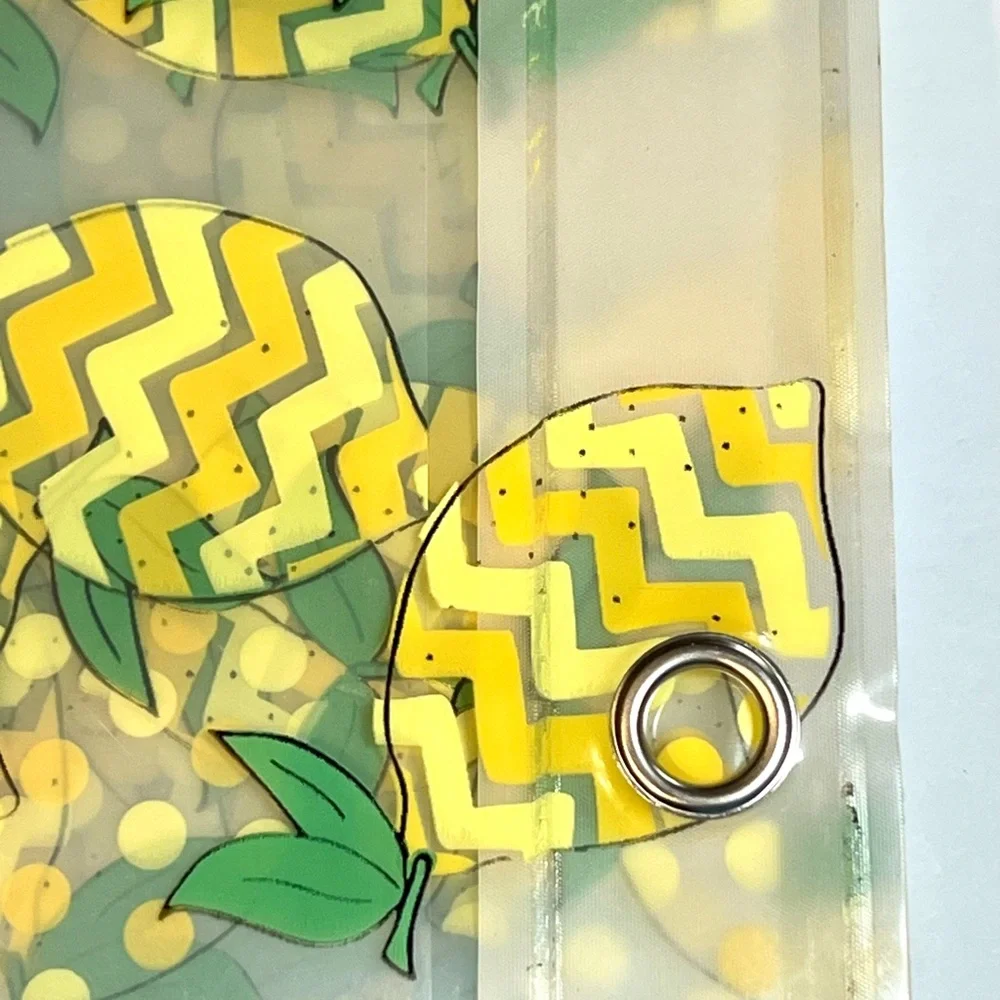 Lemons Peva Shower Curtain Polka Dots Zigzag Patterns Metal Grommets Bright